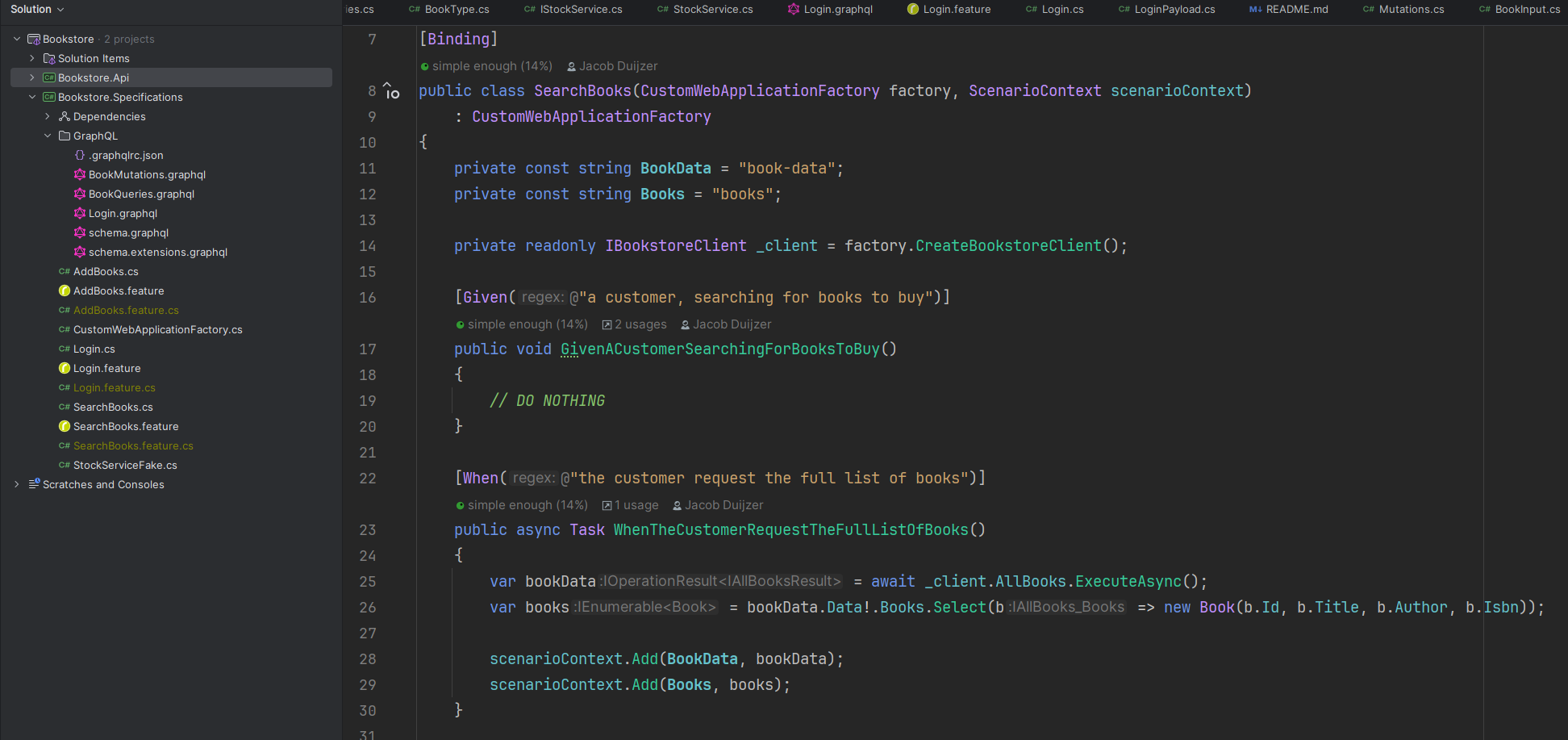 Test results in JetBrains Rider
